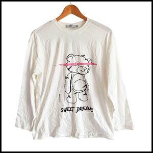 Adika Sweet Dreams Teddy Bear Graphic Long Sleeve Top, Women's Size M